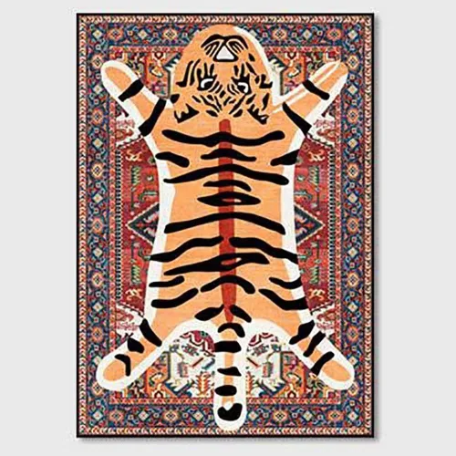 Vista 13 de Alfombra vintage de estilo bohemio con diseño de tigre para puerta de baño, 2 x 3 pies, alfombra pequeña para dormitorio, lavable, tapete de tigre