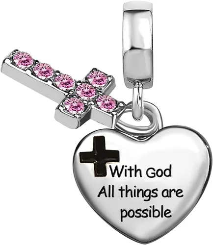Vista 5 de Dijes de cuentas colgantes de cumpleaños de Dios religioso con cruz para mujer, joyería para pulseras de mamá, esposa, hermana