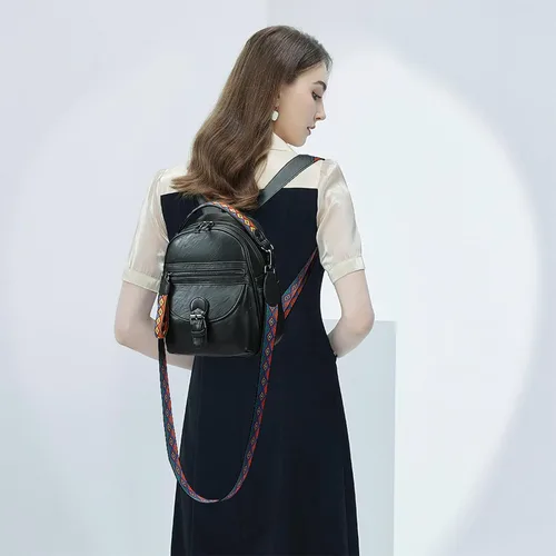 Vista 7 de KL928 Mochila pequeña para mujer, mochila de hombro a la moda, Carbón Gra, Mochilas Daypack