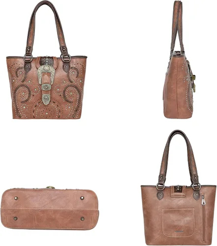 Vista 2 de Montana West Buckle Collection Western Handbag for Women Tote Purse with Wallet