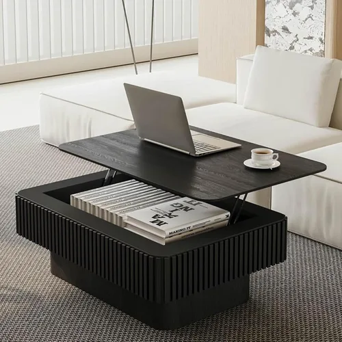 Vista 20 de Mesa de centro cuadrada de 31.5 pulgadas con tapa elevable y almacenamiento, mesas de centro modernas acanaladas con tapa elevable, mesa central