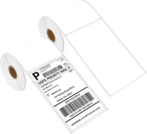 Vista 10 de USUPERINK 2 rollos (1300 etiquetas/rollo) de etiquetas de papel térmico directo de 2 x 1 pulgada, núcleo de 1 pulgada, código de barras en blanco