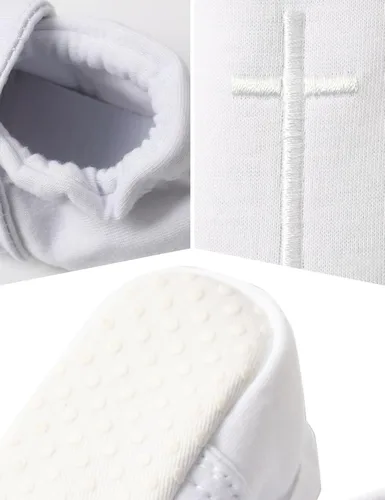 Vista 7 de Baptism Shoes for Baby Boy Infant Soft Sole Christening Sneaker 3-18 Months Blanco (White Shoes)