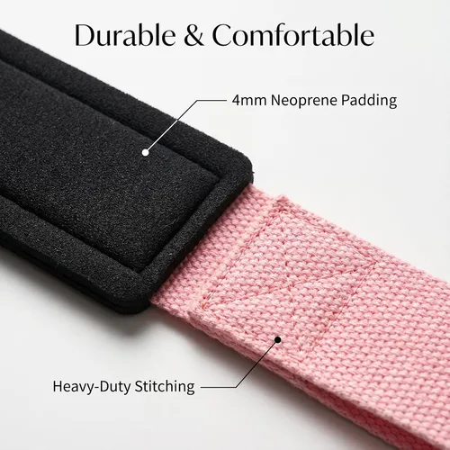 Vista 6 de Lifting Straps for Weightlifting, 23.5" Polyester Cotton Gym Grips with Sponge Padded Wrist Support, Heavy Duty Straps for Deadlifts Powerlifting