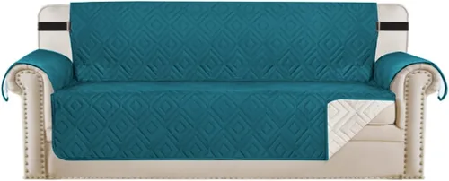 Vista 38 de H.VERSAILTEX Funda reversible para silla, protector de muebles antideslizante, resistente al agua, con correas elásticas de 2 pulgadas