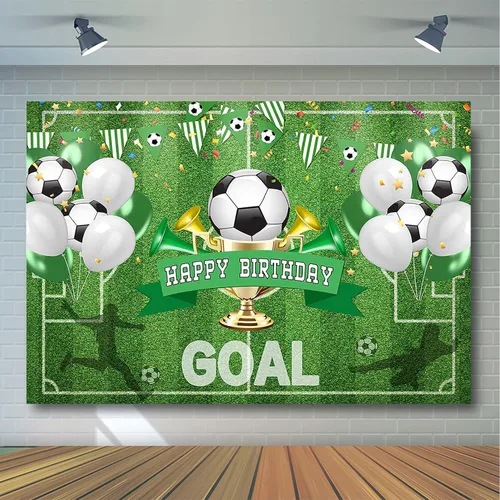 Vista 3 de Avezano Fondos de fiesta de fútbol para decoración de fiestas temáticas de fútbol, feliz cumpleaños, fondo de fotos para niños, suministros