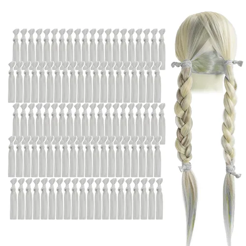 Vista 31 de MEEDEE Paquete de 100 lazos para el cabello, color negro, sin pliegues, nudos suaves para mujeres, sin daño, adecuado para colas de caballo, yoga