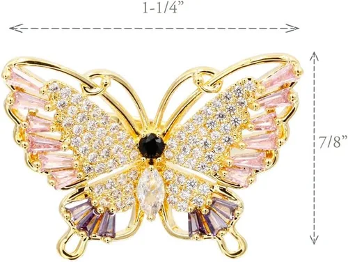 Vista 2 de Lavencious Anillo ajustable con diseño de mariposa con circonitas AAA y piedras de color para mujer