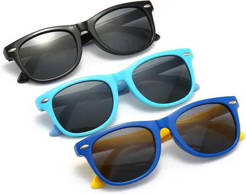 Vista 7 de FANNYGO Paquete de 3 lentes de sol polarizados para niños y niñas de 3 a 10 años Negro