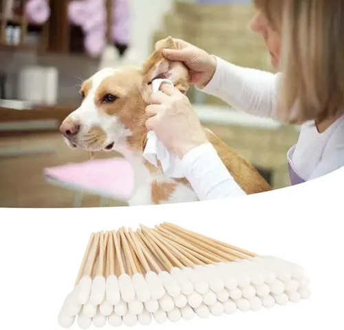 Vista 9 de 100 bastoncillos de algodón para perros y gatos, puntas de 6 pulgadas de largo, eliminación profesional de la suciedad de bambú para mascotas