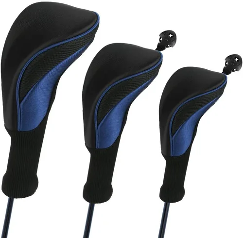 Vista 9 de Number-one Fundas para cabezas de palos de golf para híbridos de Fairway Woods, 3 piezas de cuello largo de malla para palos de golf con etiquetas