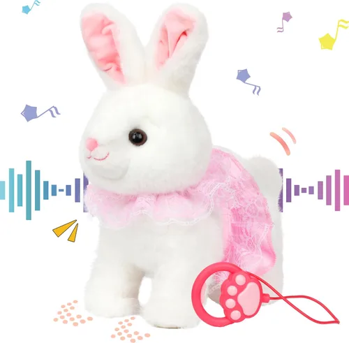 Vista 7 de Hopearl Hopping Bunny - Juguete electrónico interactivo de conejo con correa de control remoto para mascotas, repite lo que dijiste, regalos