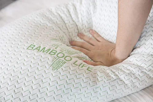 Vista 5 de Elif - Juego de 2 almohadas de tamaño Queen para dormir, almohada refrescante de espuma viscoelástica triturada con funda extraíble para dormir
