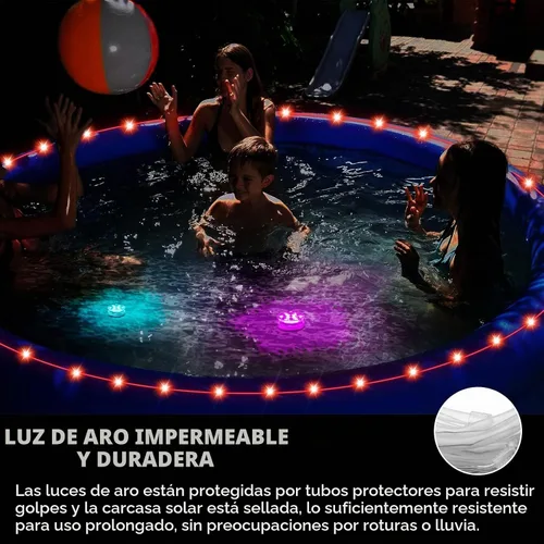 Vista 7 de Luces LED de 39.4 pies para piscinas sobre el suelo, iluminación de borde impermeable para piscinas de 12 pies, 2 paquetes de luces sumergibles