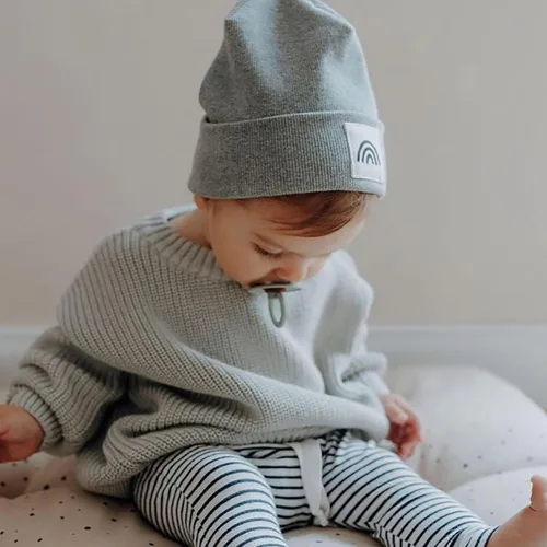 Vista 2 de TBUIALL Suéter de manga larga para bebé y niña, cuello redondo, suéter de punto sólido, ropa de invierno, tops para bebés, ropa suave
