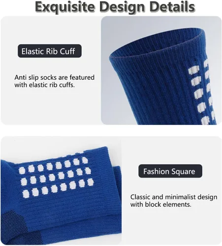 Vista 2 de Barrlves 12 pares de calcetines de fútbol para hombre, calcetines de agarre coloridos antideslizantes para deportes, fútbol, baloncesto, hospital