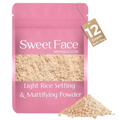 Vista 11 de RICE SETTING POWDER BULK REFILL - Base de maquillaje mineral mate para piel desnuda transparente SPF 20 (1 onza, polvo de arroz claro)