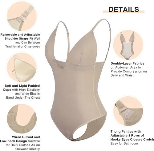 Vista 4 de FeelinGirl Body moldeador de tanga para mujer, control de abdomen, moldeador de cuerpo, fajas colombianas, corsé de entrenamiento de cintura