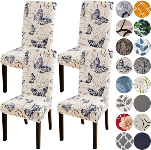 Vista 59 de HZDHCLH Juego de 4 fundas para sillas de comedor color burdeos, fundas elásticas de elastano para sillas Parsons, paquete de 4, fundas de asiento