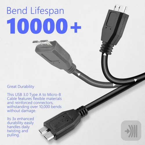 Vista 4 de MaxLLTo Cable de datos USB 3.0 de 6 pies para disco duro externo Western Digital WD My Book