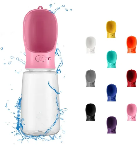 Vista 15 de WePet Botella de agua portátil para perros, 12 onzas, dispensador de agua para cachorros a prueba de fugas con alimentador de bebida para mascotas
