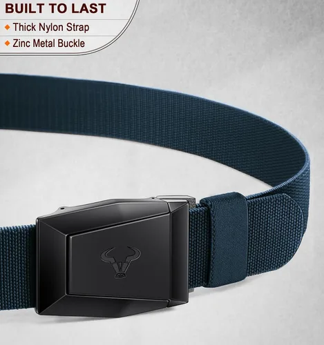 Vista 3 de BULLIANT Cinturón para hombre, paquete de 2 unidades, correa elástica de nailon para regalo, para hombre, trabajo, deportes, caza, senderismo