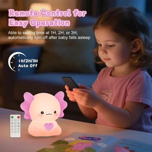 Vista 7 de Luz nocturna para niños con altavoz inalámbrico, portátil de 7 colores, lámpara de noche de tacto cálido regulable con control remoto, máquina