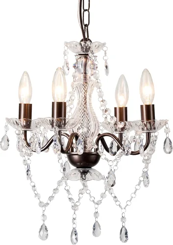 Vista 11 de LaLuLa Mini Lámpara de Araña con Cristales de Acrílico Lámpara de Araña Rosa de 4 Luces Lámparas de Araña Modernas para Dormitorio y Habitación