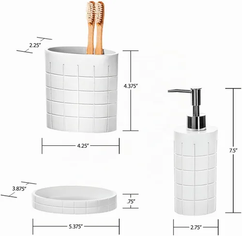 Vista 5 de Creative Scents Juego de accesorios de baño Polar White de 6 piezas