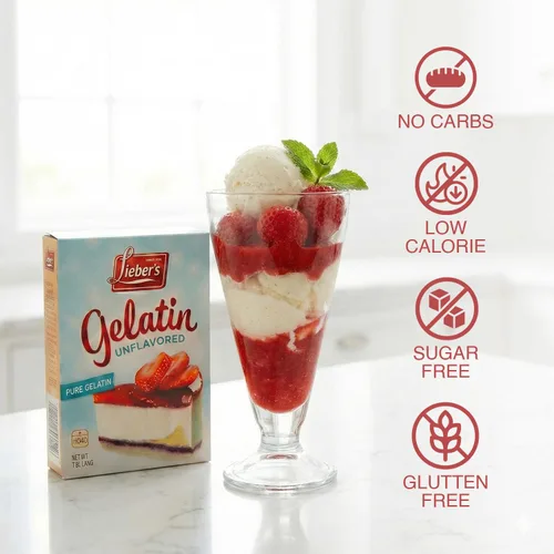 Vista 6 de LIEBERS Gelatina sin sabor, gelatina sin azúcar, Kosher, polvo de gelatina pura sin gluten, sin sabor, caja de 1 onza, contiene 2 paquetes.