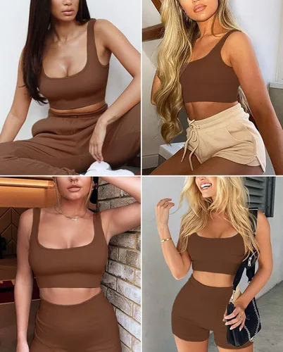 Vista 5 de Conjunto de entrenamiento acanalado sin costuras para mujer
