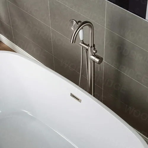 Vista 11 de WOODBRIDGE F0001-BNVT - Grifo de llenado de bañera independiente de una sola manija contemporánea con ducha de mano en acabado de níquel cepillado