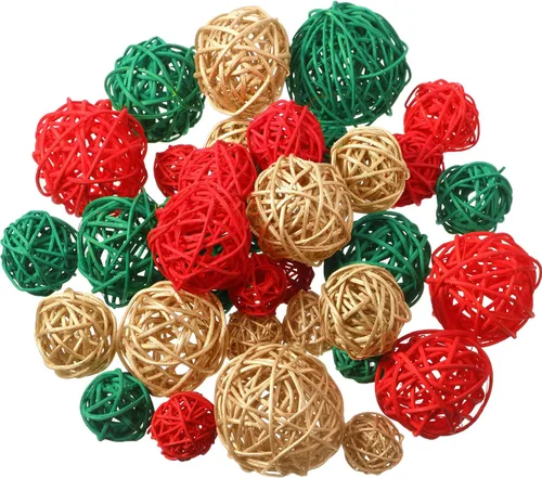 Vista 19 de Patelai 36 Piezas Bolas de Mimbre de Ratán Bolas Decorativas para Jarrón Centro de Mesa Cuencos Esferas de Relleno para Decoración del Hogar, 4 Boho