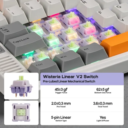 Vista 7 de EPOMAKER Teclado mecánico inalámbrico RT85 con joystick y pantalla de bricolaje, 8000mAh, BTUSB2.4Ghz, junta, rellenos de 5 capas, intercambio