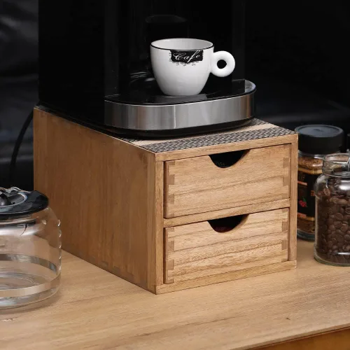 Vista 12 de DDYURI Soportes para cápsulas de café de 1 capa y 1 cajón, marrón oscuro (CF1D1C-DK)