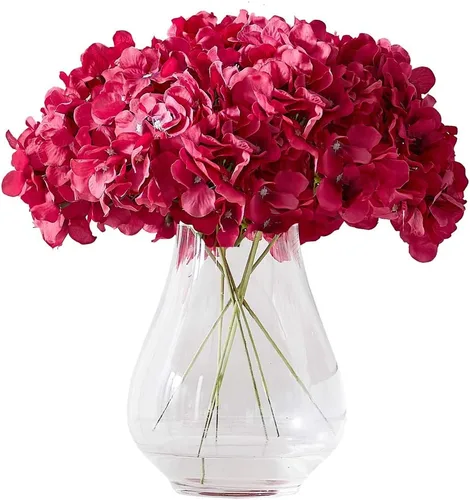Vista 69 de Flores de hortensias artificiales rosa polvoriento, 10 cabezas de flores de seda de hortensia falsas para centros de mesa de boda, ramos de 10
