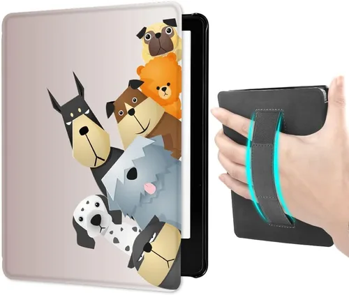 Vista 12 de Funda para Kindle Paperwhite (6.8", 11.ª generación, versión 2021) con correa de mano, funda inteligente rígida de PC con función de encendido