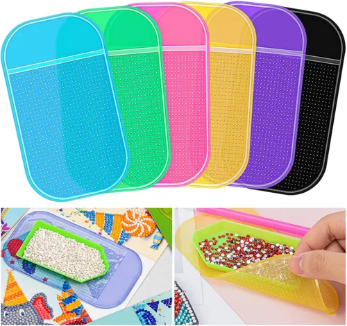 Vista 8 de 18 alfombrillas adhesivas antideslizantes para pintura de arte con diamantes, almohadilla de gel universal antideslizante de 5.6 x 3.3 pulgadas