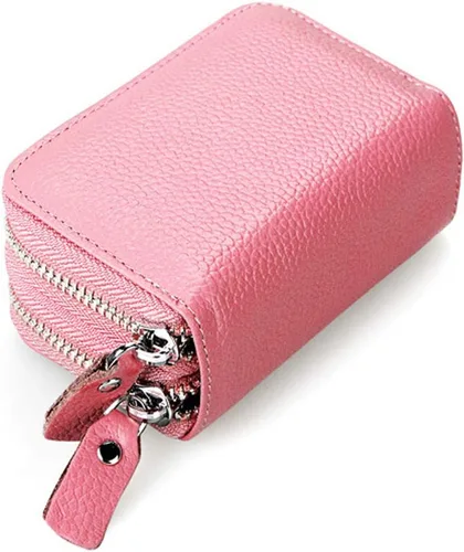 Vista 12 de Cartera pequeña de cuero suave para mujer, con bloqueo RFID, tarjetero con bolsillo con cremallera C-B-B2 (negro)