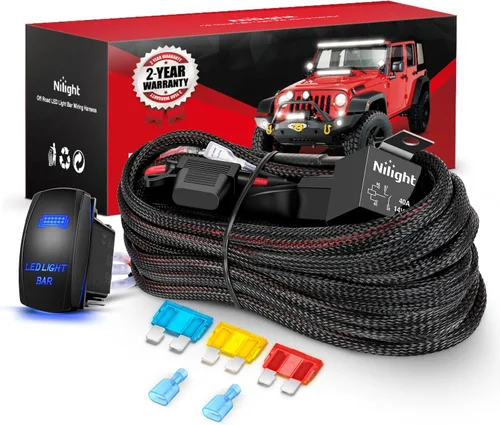 Vista 10 de Barra de luz LED Nilight. arnés de cableado, kit de 12 V, interruptor basculante, láser de 5 pines, interruptor de encendido y apagado impermeable