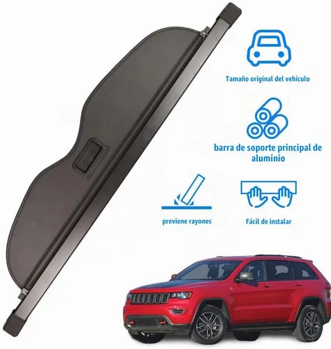 Vista 2 de Cubierta de carga estilo de fábrica para maletero de Jeep Grand Cherokee Accesorios para maletero de carga 2011-2020 2021 Negro retráctil, escudo