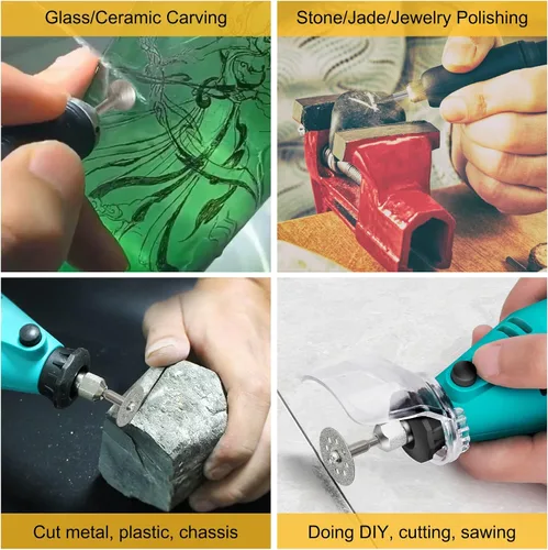 Vista 6 de Juego de fresas de diamante para Dremel, herramienta rotativa de pulido y corte, rueda de piedra para vidrio, azulejo, joyería, grabado, grabado