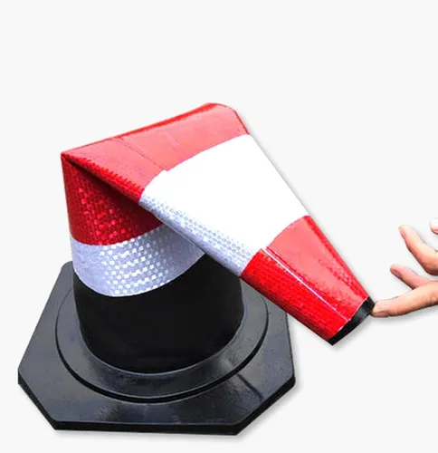 Vista 3 de ASSICON Metal Bolardo aparcamiento rojo y blanco postes de seguridad para calzadas Bolardos de seguridad Diseño cónico Barrera de estacionamiento