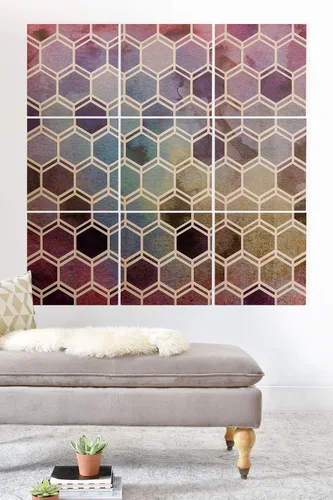 Vista 34 de Society6 Monika Strigel - Mural de pared de madera de sirena de verano de mediados de siglo, 4 x 4 pies, multicolor