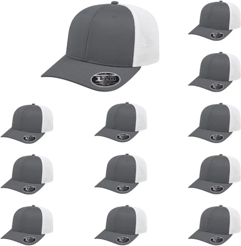Vista 117 de Cap America i8502 Flexfit 110 Premium - Gorra de camionero de perfil medio con 6 paneles de malla trasera con protección UV y cierre ajustable