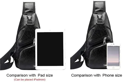 Vista 7 de Mochila estilo bandolera de piel para hombres y mujeres bandolera de hombro al pecho mochila de uso diario para viajes al aire libre campamento