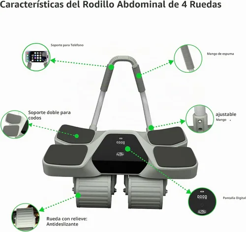 Vista 6 de 2026 New 4-Wheel Abdominal Roller with Elbow Support : Latest Upgraded High-Performance Exercise Machine With Automatic Rebound, Multi- layered