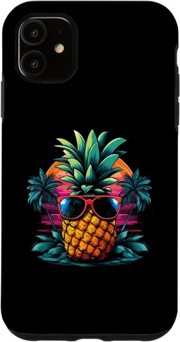 Vista 8 de iPhone 16 Vintage Pineapple With Sunglasses 70s 80s Vaporwave Hawaiian Case