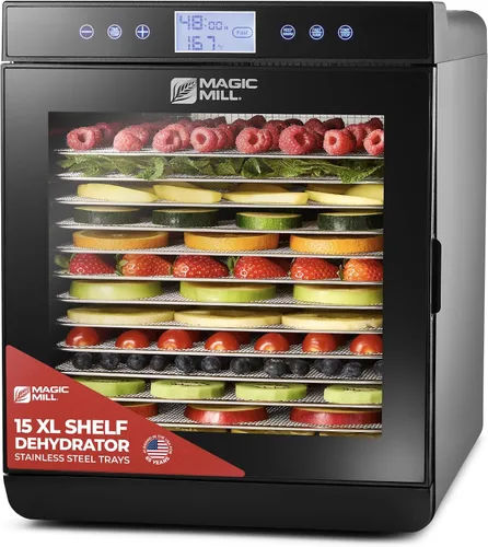 Vista 9 de Magic Mill - Máquina deshidratadora de alimentos premium (10 bandejas extra grandes de acero inoxidable) Secador de 700W para cecina de ternera