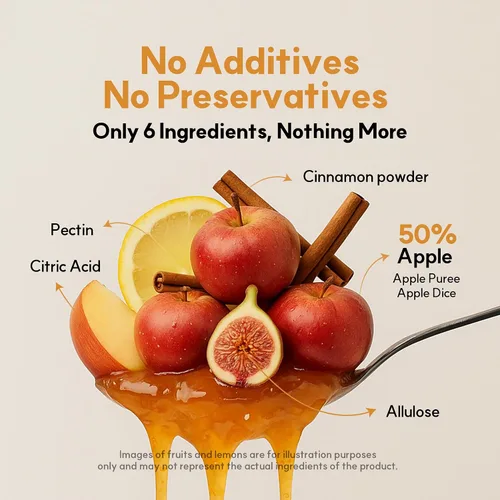 Vista 4 de My Normal Mermelada de manzana y canela sin azúcar, apta para diabéticos, gelatina de manzana al 50% con alulosa, keto y mermelada de azúcar sin